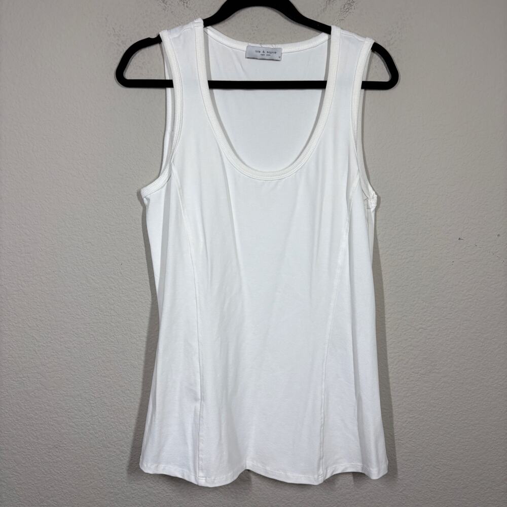 Lola & Sophie Medium Tank Top White Modal Blend Scoop Neck Sleeveless